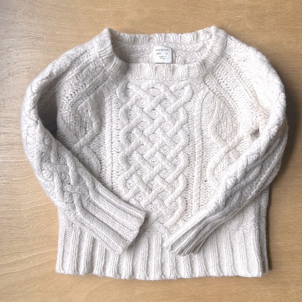 Crewcuts Cream Cable Knit Sweater